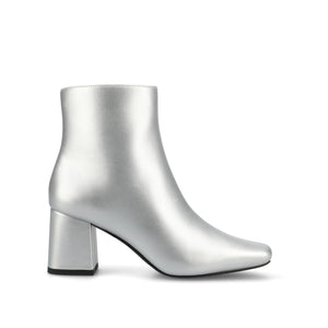 HAYLINN SQUARE TOE BOOTIES IN VEGAN LEATHER - Silver PU