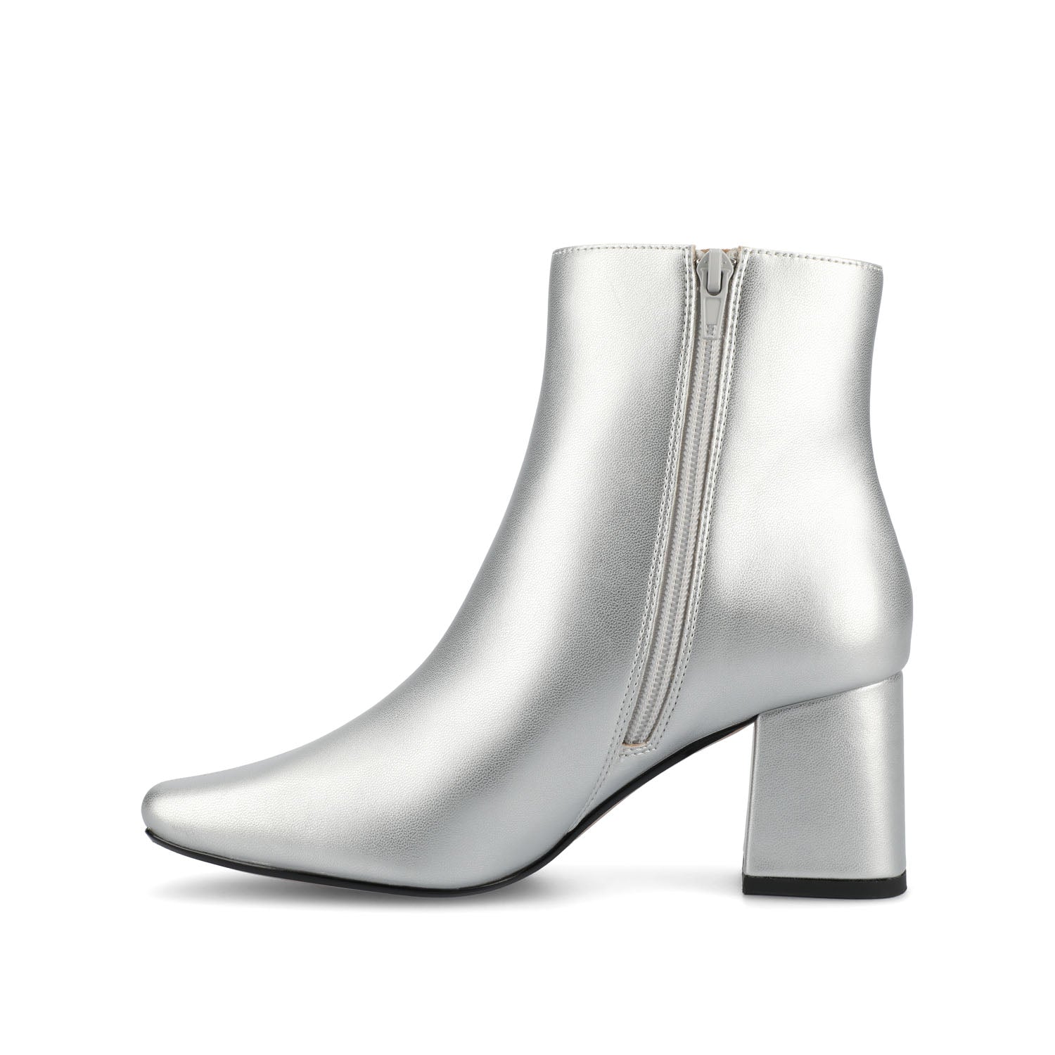 HAYLINN SQUARE TOE BOOTIES IN VEGAN LEATHER - Silver PU