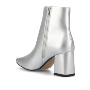 HAYLINN SQUARE TOE BOOTIES IN VEGAN LEATHER - Silver PU
