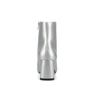 HAYLINN SQUARE TOE BOOTIES IN VEGAN LEATHER - Silver PU