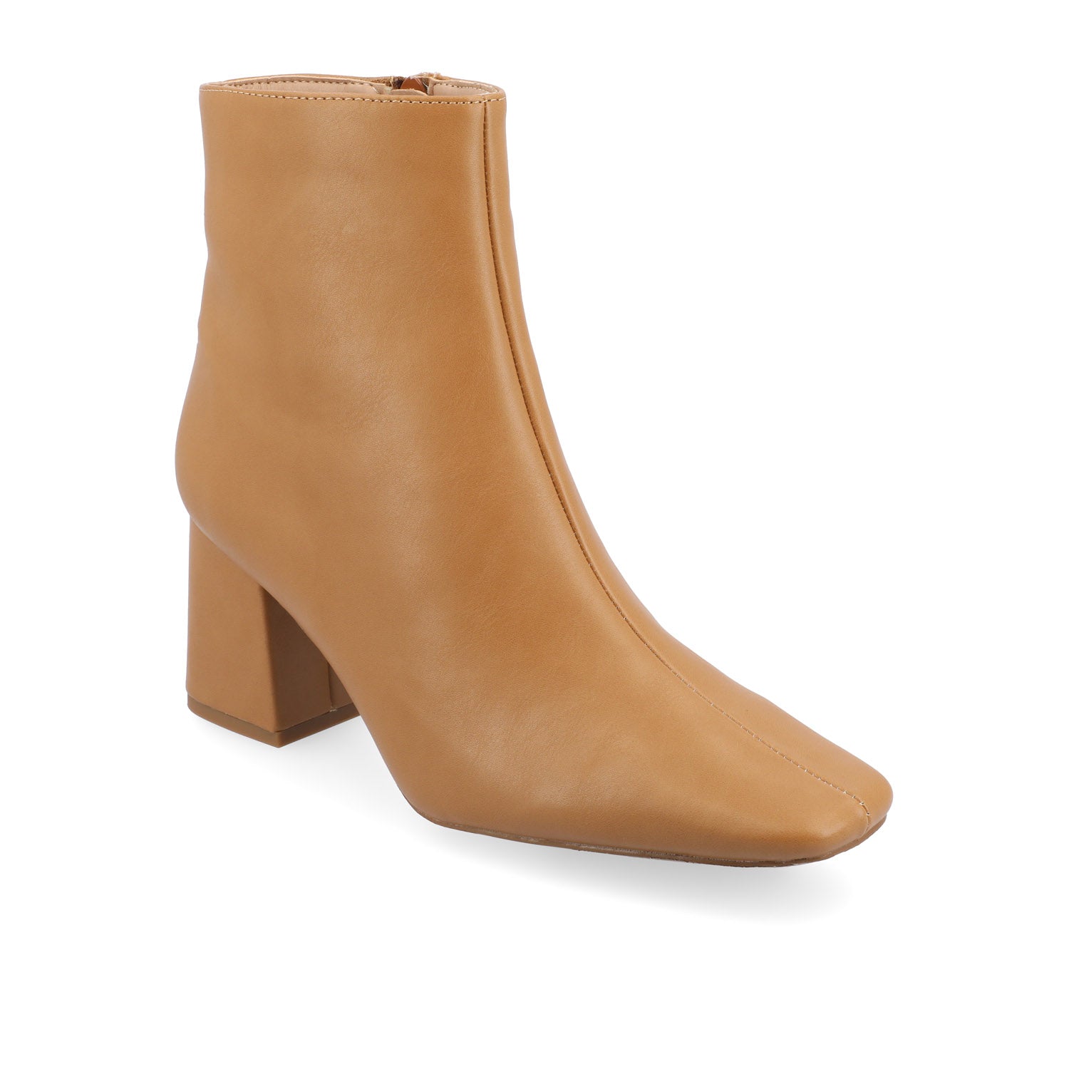 HAYLINN SQUARE TOE BOOTIES IN VEGAN LEATHER - Tan PU