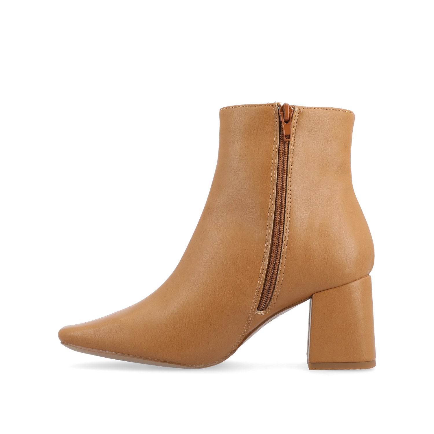 HAYLINN SQUARE TOE BOOTIES IN VEGAN LEATHER - Tan PU