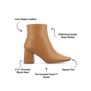 HAYLINN SQUARE TOE BOOTIES IN VEGAN LEATHER - Tan PU