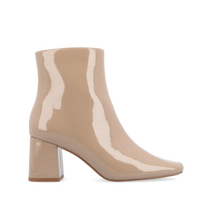 HAYLINN SQUARE TOE BOOTIES IN WIDE WIDTH - Nude Patent