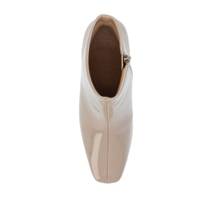 HAYLINN SQUARE TOE BOOTIES - Nude Patent