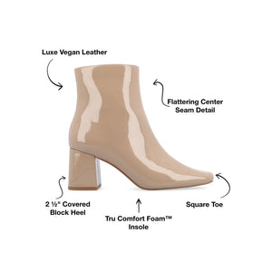 HAYLINN SQUARE TOE BOOTIES - Nude Patent