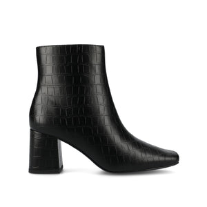 HAYLINN VEGAN LEATHER BOOTIES IN WIDE - Black Croc