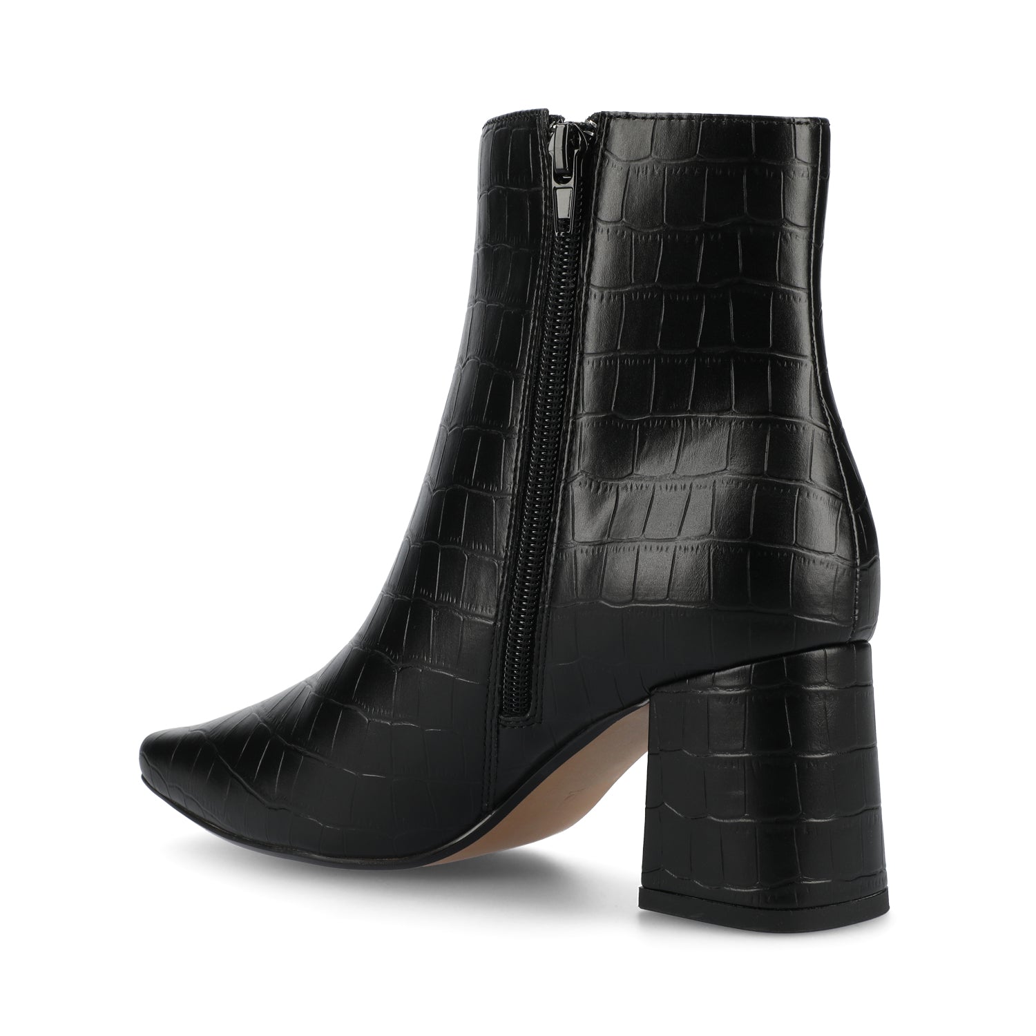 HAYLINN SQUARE TOE BOOTIES IN VEGAN LEATHER - Black Croco