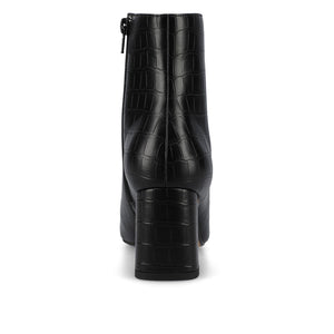 HAYLINN SQUARE TOE BOOTIES IN VEGAN LEATHER - Black Croco