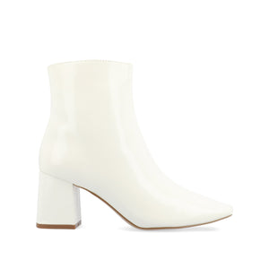 HAYLINN SQUARE TOE BOOTIES IN WIDE WIDTH - White Patent