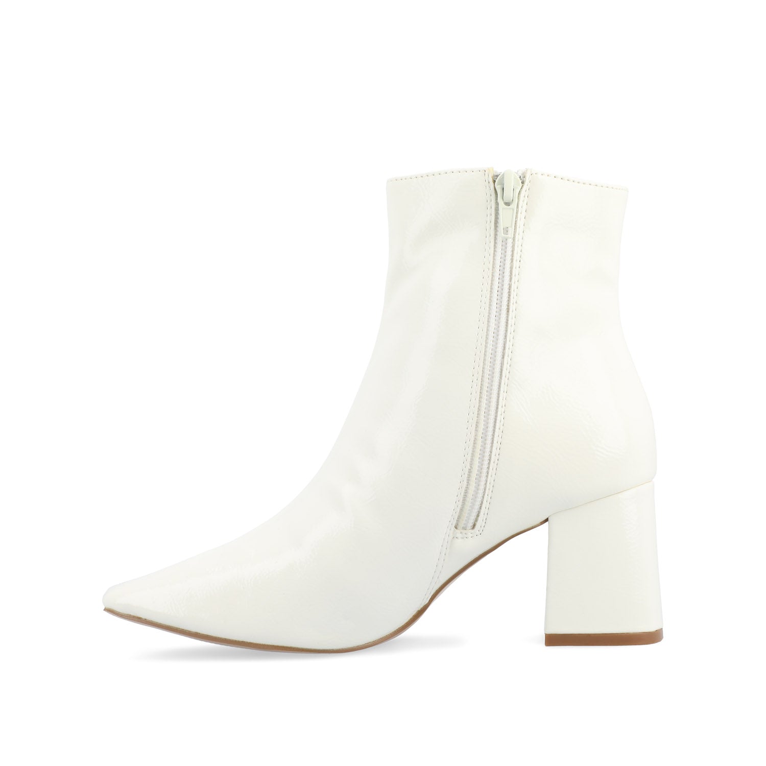 HAYLINN SQUARE TOE BOOTIES IN WIDE WIDTH - White Patent