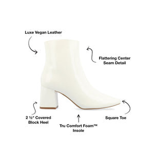 HAYLINN SQUARE TOE BOOTIES IN WIDE WIDTH - White Patent
