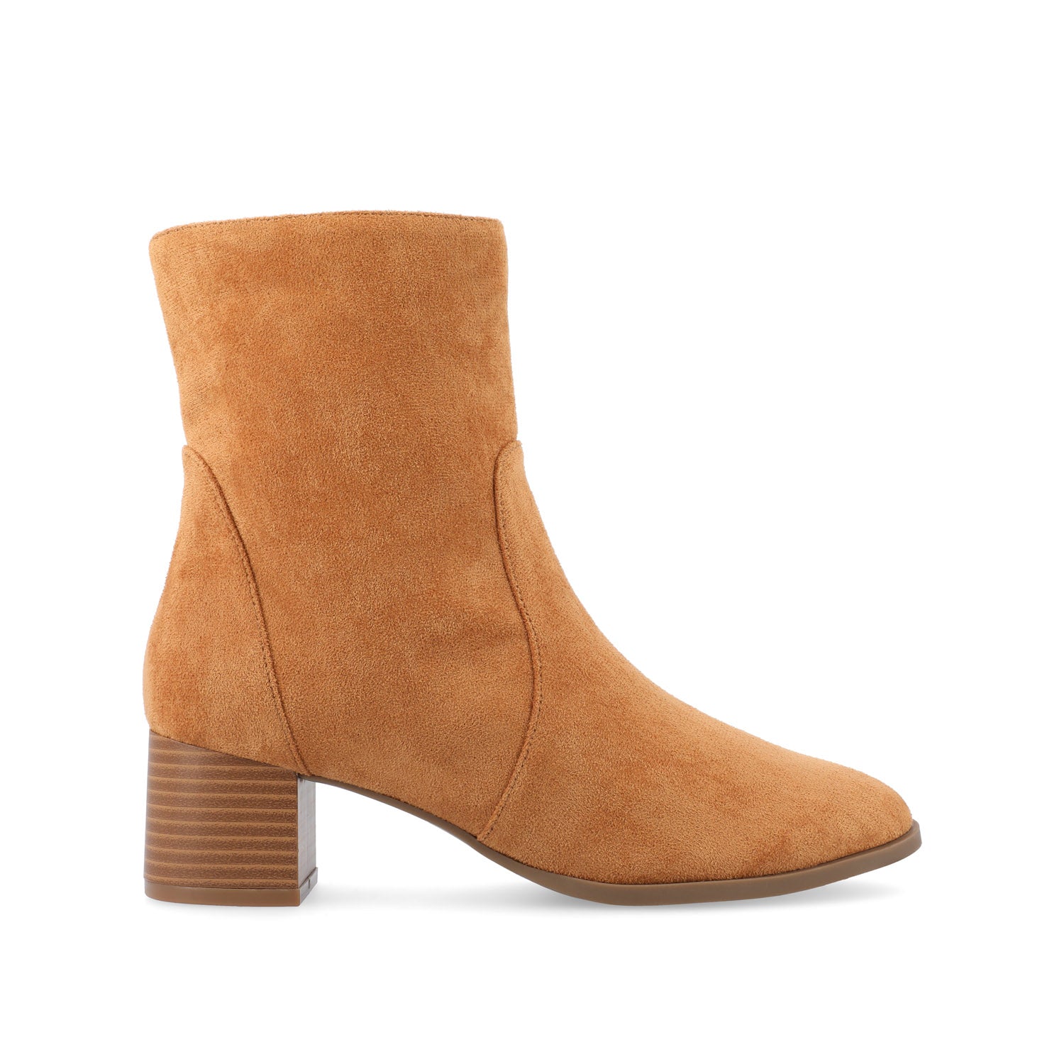 HAYVEN ALMOND TOE BOOTIES IN FAUX SUEDE