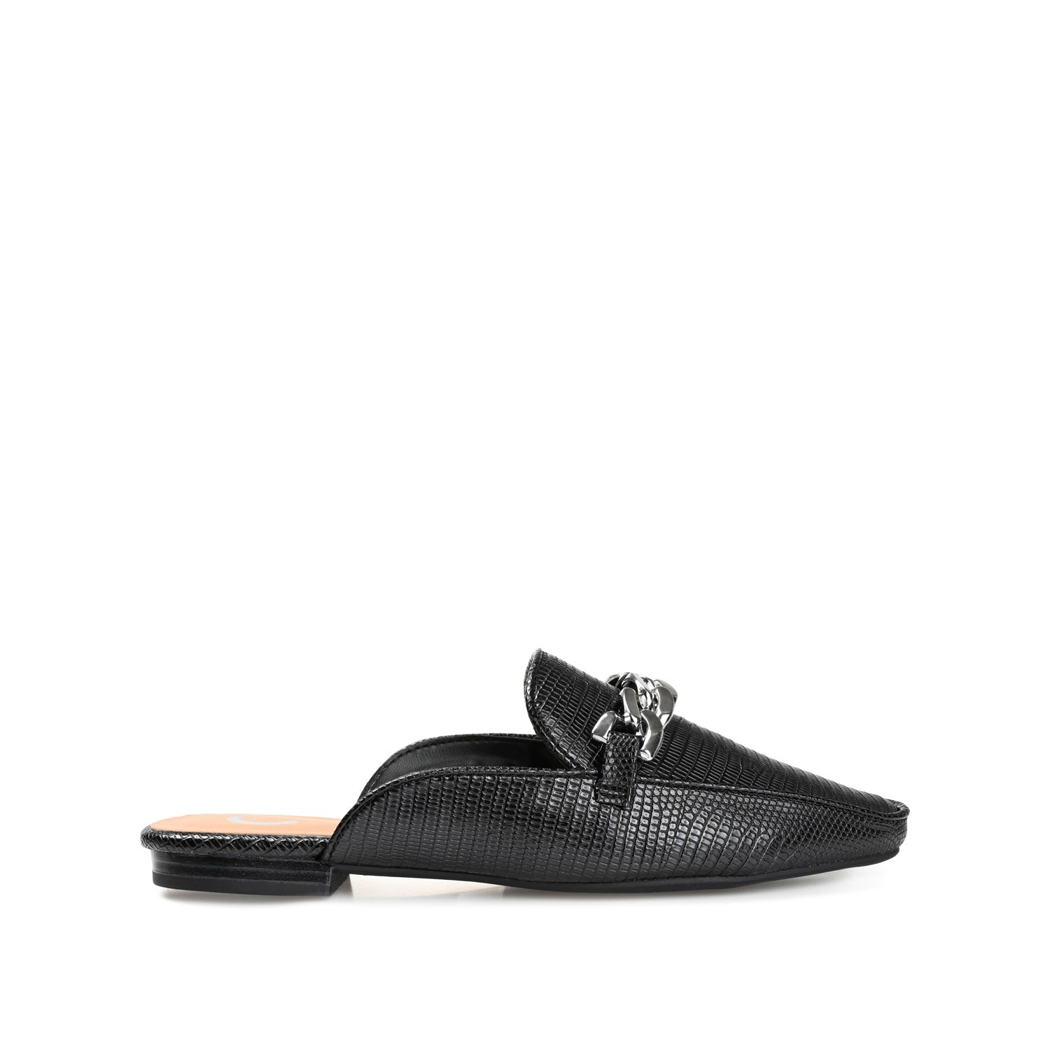 HAZINA MULED LOAFER FLATS IN LIZARD - Black Lizard