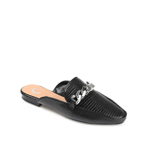 HAZINA MULED LOAFER FLATS IN LIZARD - Black Lizard