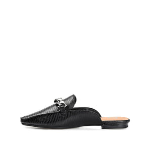 HAZINA MULED LOAFER FLATS IN LIZARD - Black Lizard