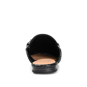 HAZINA MULED LOAFER FLATS IN LIZARD - Black Lizard