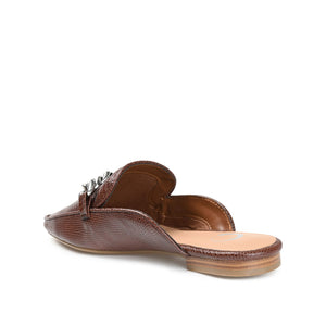 HAZINA MULED LOAFER FLATS IN LIZARD - Brown Lizard