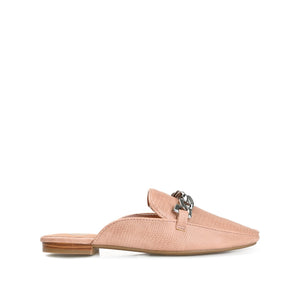 HAZINA MULED LOAFER FLATS IN LIZARD - Blush Lizard