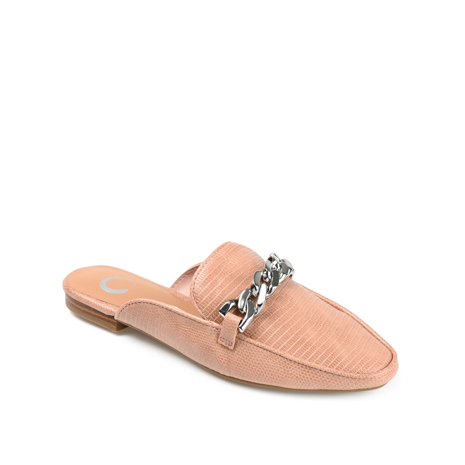 HAZINA MULED LOAFER FLATS IN LIZARD - Blush Lizard