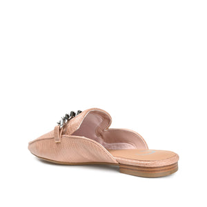 HAZINA MULED LOAFER FLATS IN LIZARD - Blush Lizard