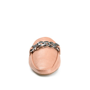 HAZINA MULED LOAFER FLATS IN LIZARD - Blush Lizard