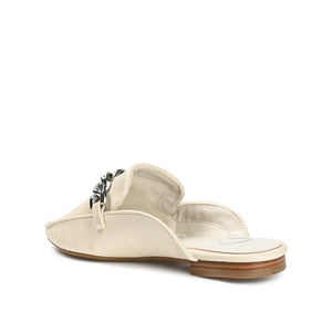 HAZINA MULED LOAFER FLATS IN LIZARD - Ivory Lizard