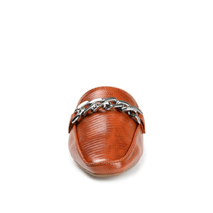 HAZINA MULED LOAFER FLATS IN LIZARD - Tan Lizard