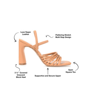 HERA STRAPPY HEELS IN VEGAN LEATHER - Tan