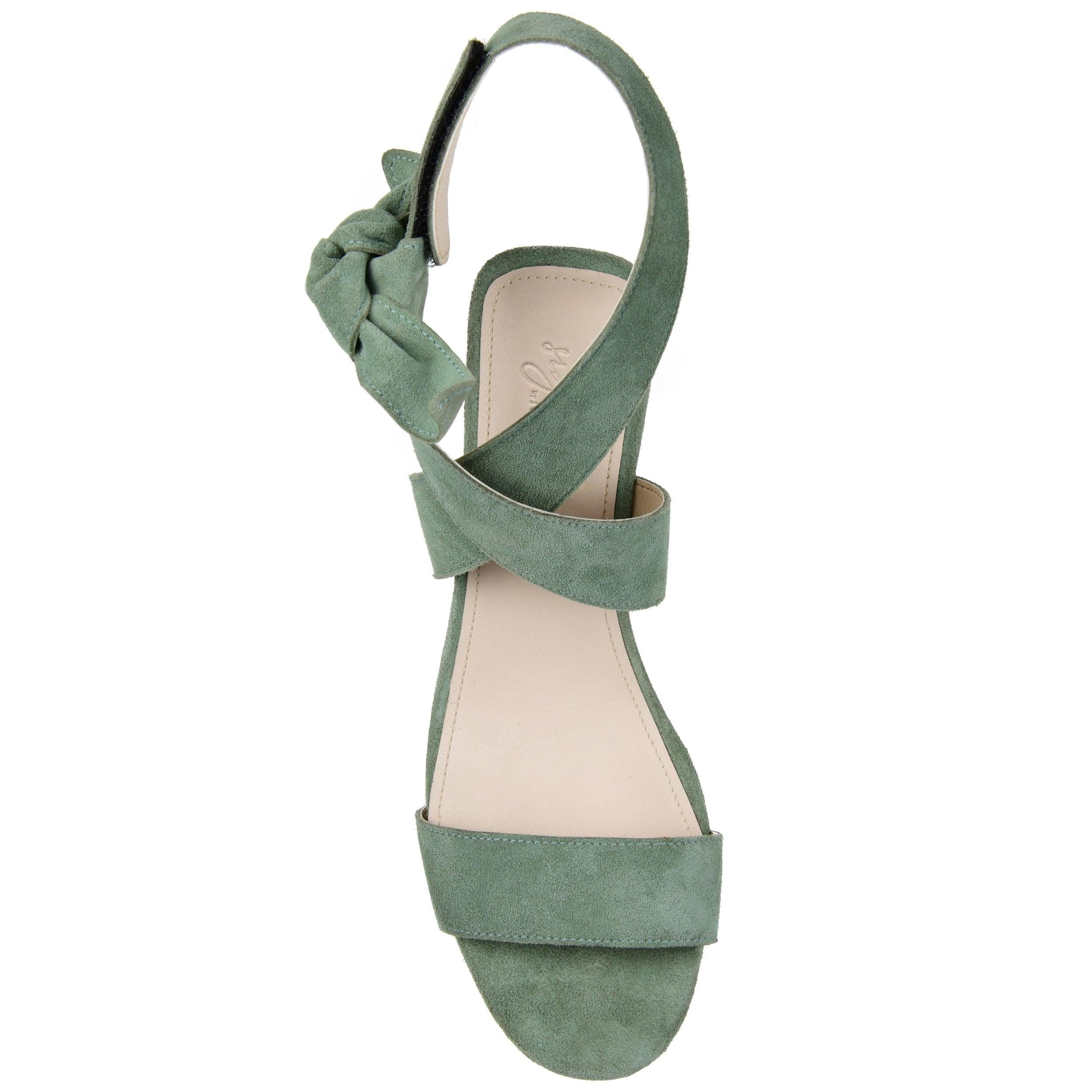 HETHER STRAPPY BLOCK HEELS IN SUEDE - Green