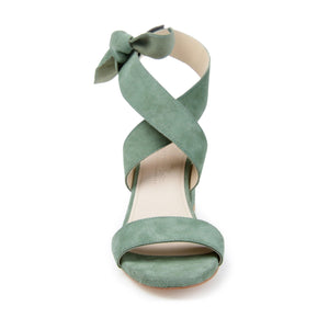 HETHER STRAPPY BLOCK HEELS IN SUEDE - Green