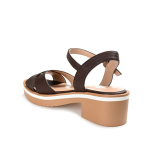 HILAREE HEELED SANDALS IN VEGAN LEATHER - Brown