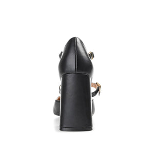 ISADORAH VEGAN LEATHER HEELS IN WIDE - Black