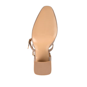 ISADORAH VEGAN LEATHER HEELS IN WIDE - Tan