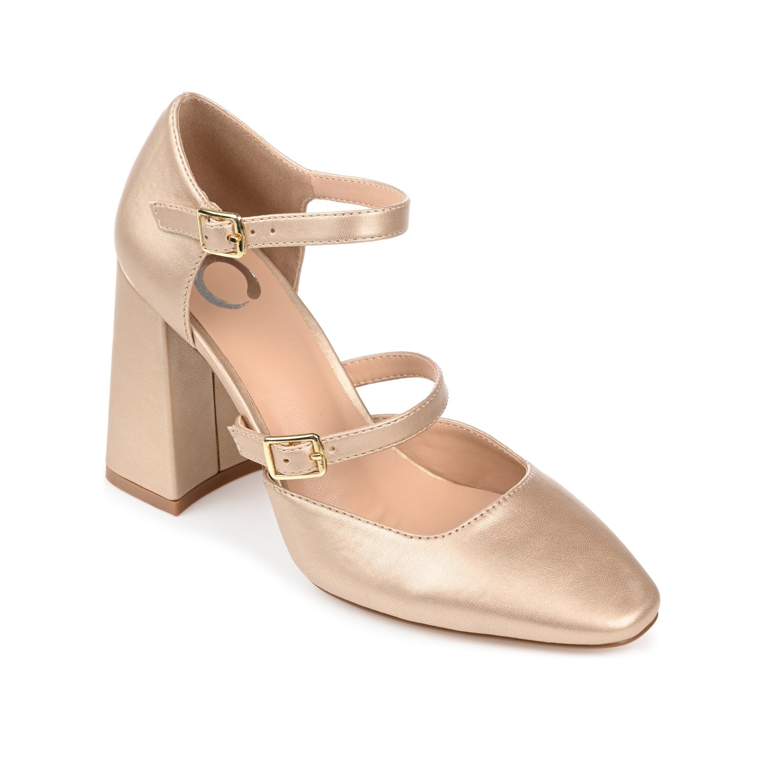 ISADORAH MARY JANE HEELS IN VEGAN LEATHER - Gold PU