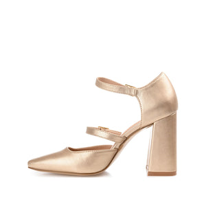 ISADORAH MARY JANE HEELS IN VEGAN LEATHER - Gold PU