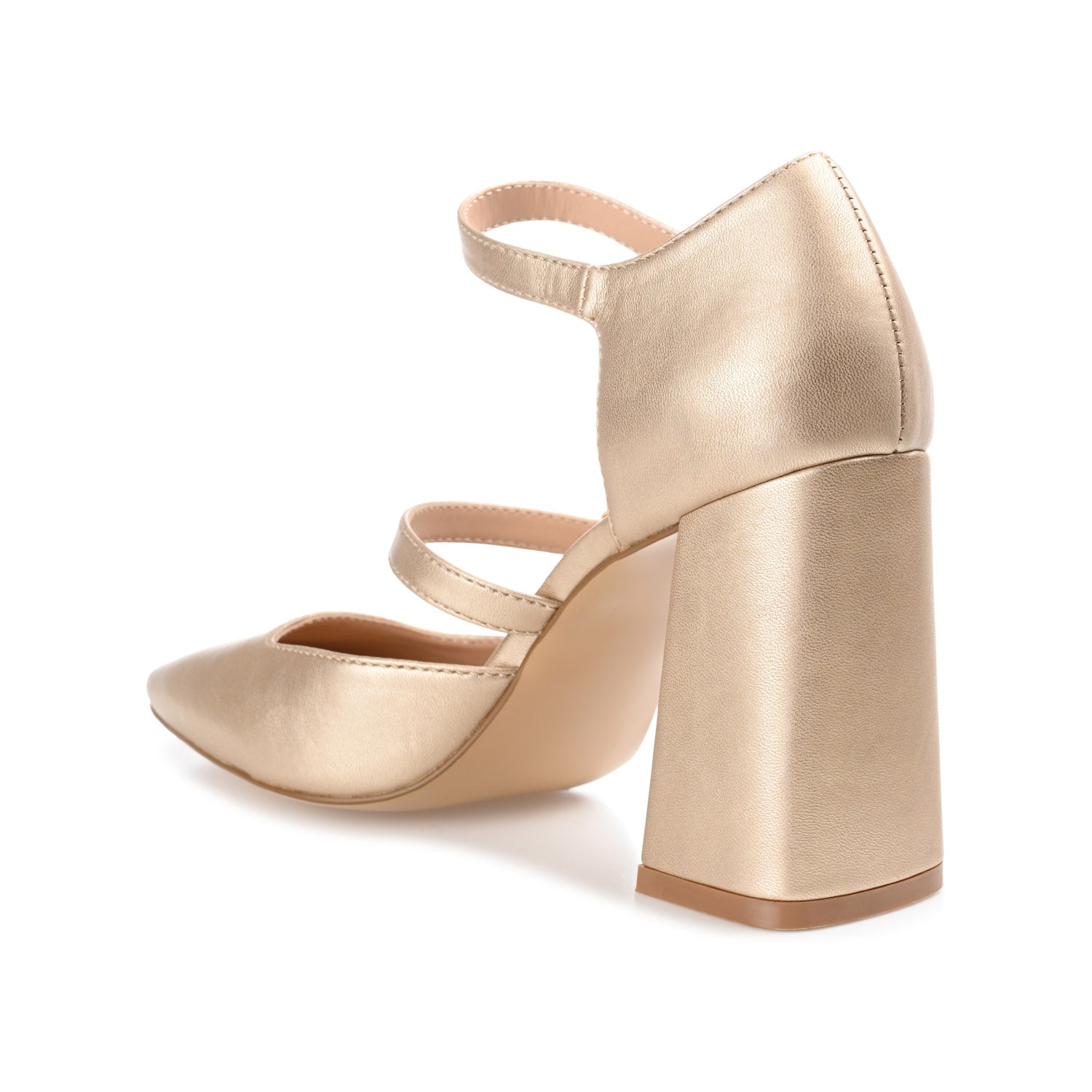 ISADORAH VEGAN LEATHER HEELS IN WIDE - Gold PU
