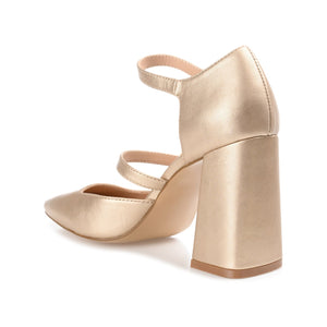 ISADORAH VEGAN LEATHER HEELS IN WIDE - Gold PU