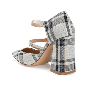 ISADORAH FABRIC HEELS IN WIDE - Black Plaid