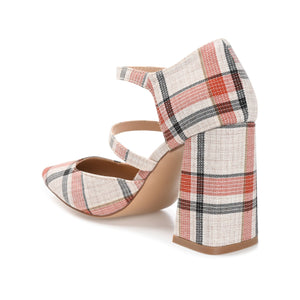 ISADORAH MARY JANE HEELS IN FABRIC - Tan Plaid