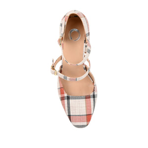 ISADORAH FABRIC HEELS IN WIDE - Tan Plaid