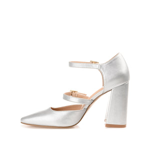ISADORAH MARY JANE HEELS IN VEGAN LEATHER - Silver PU