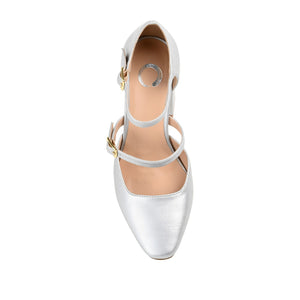 ISADORAH VEGAN LEATHER HEELS IN WIDE - Silver PU