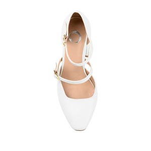ISADORAH VEGAN LEATHER HEELS IN WIDE - White