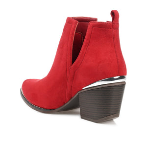 ISSLA CUTOUT BOOTIES IN FAUX SUEDE - Red