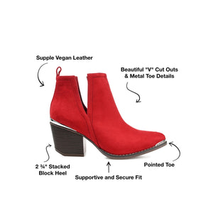 ISSLA CUTOUT BOOTIES IN FAUX SUEDE - Red