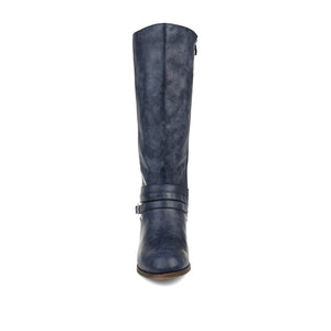 IVIE KNEE HIGH BOOTS IN VEGAN LEATHER - Navy PU