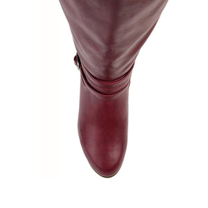 IVIE KNEE HIGH BOOTS IN WIDE CALF - Wine PU