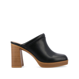 IZARA BLOCK HEELED MULES IN VEGAN LEATHER - Black