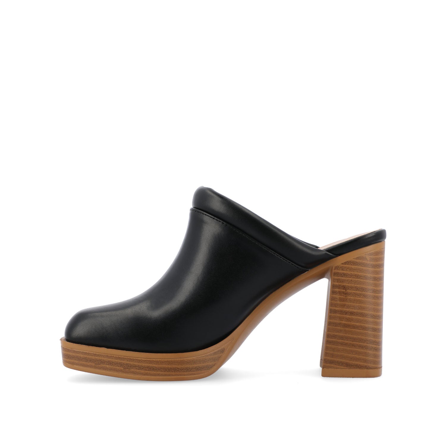 IZARA BLOCK HEELED MULES IN VEGAN LEATHER - Black